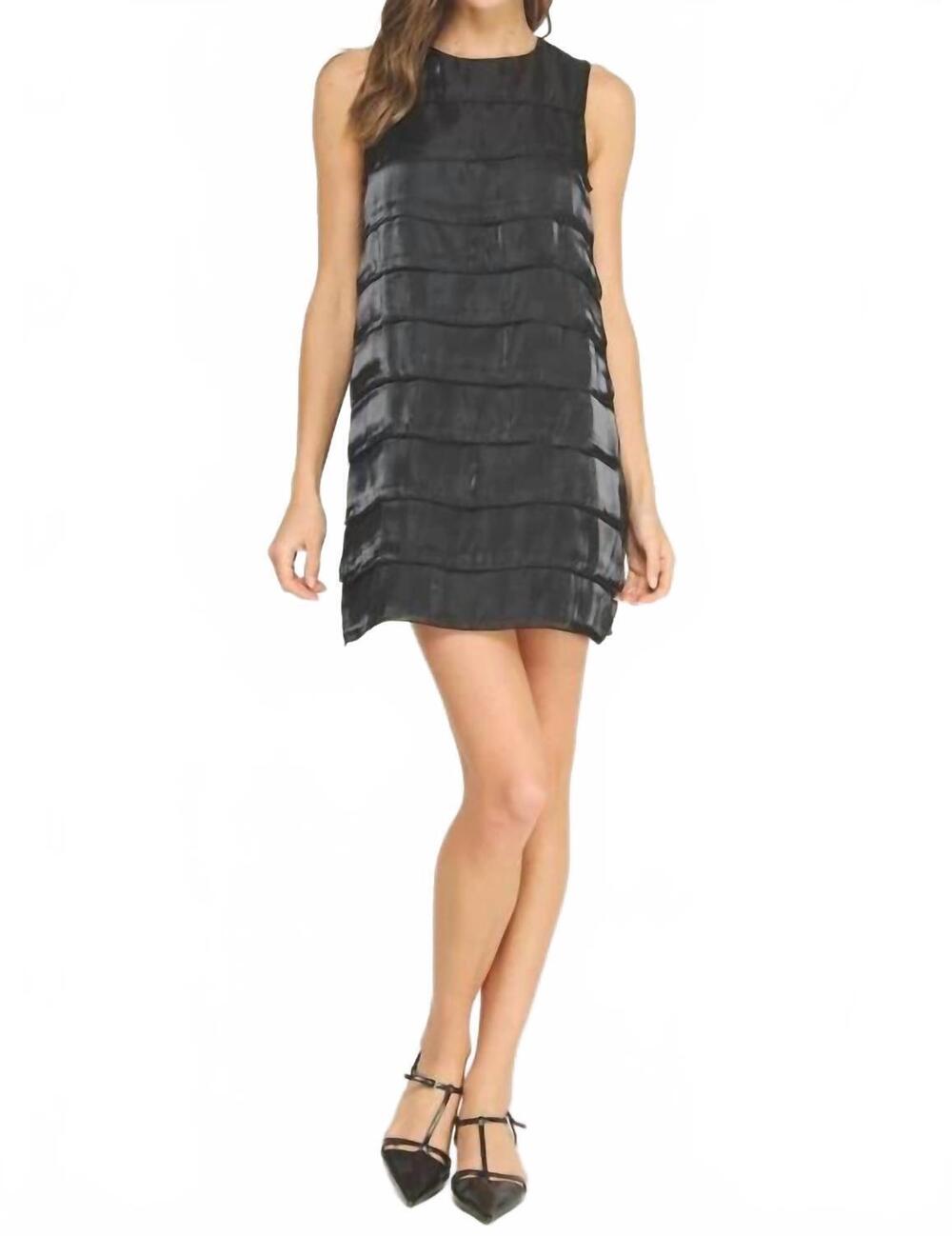 NEW STRUT & BOLT ruffled detail mini dress in black